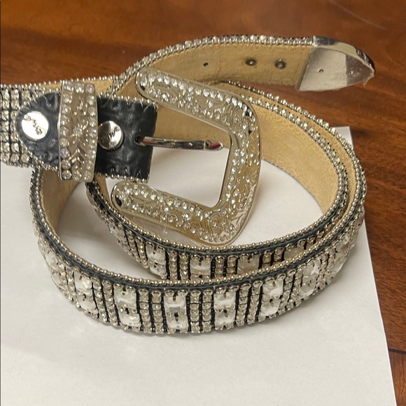Elegant all crystal rhinestone Silver and Black Rhinestone Belt size XL - Picture 1 of 3